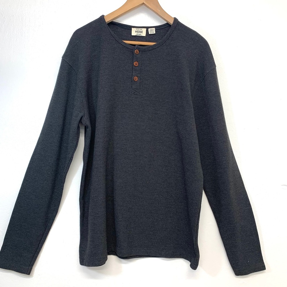 Never Lose Hedge Thermal  Waffle Knit Henley Shirt Mens XXL Charcoal Long Sleeve